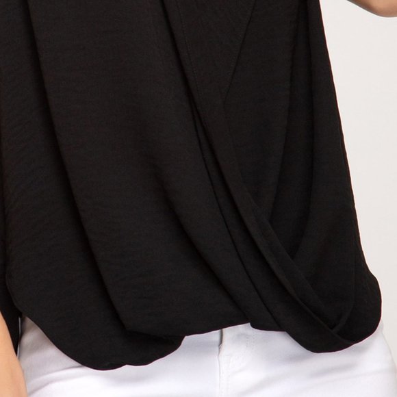 Sleeveless black surplice top - Picture 3 of 4